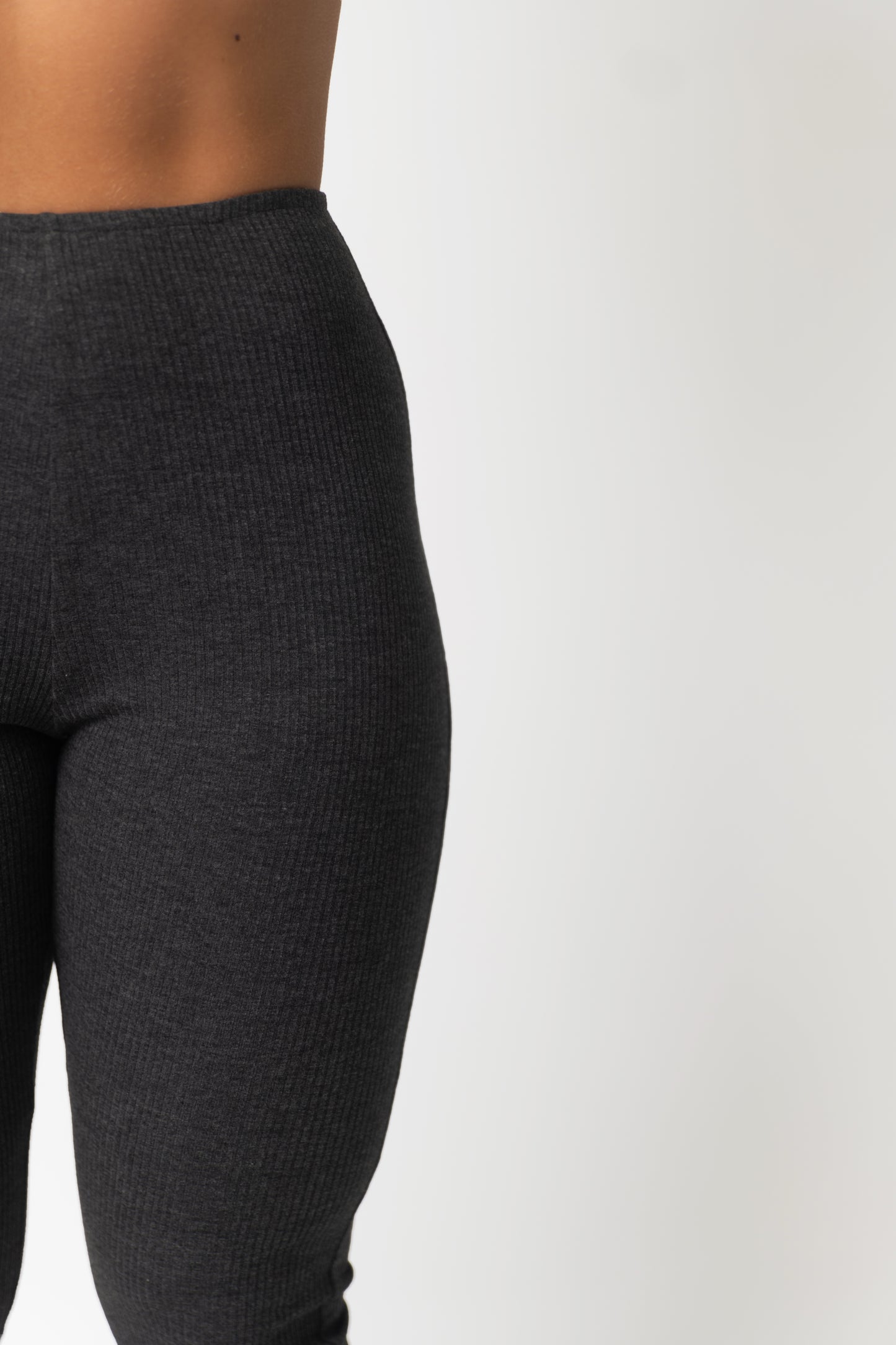 Ribbed Flare Pant Charcoal