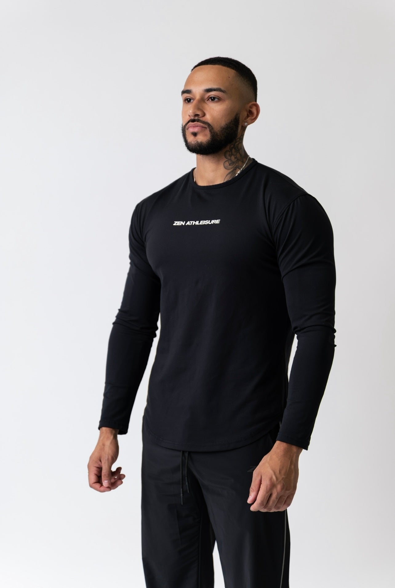 Performance Drop Hem Long Sleeve Black