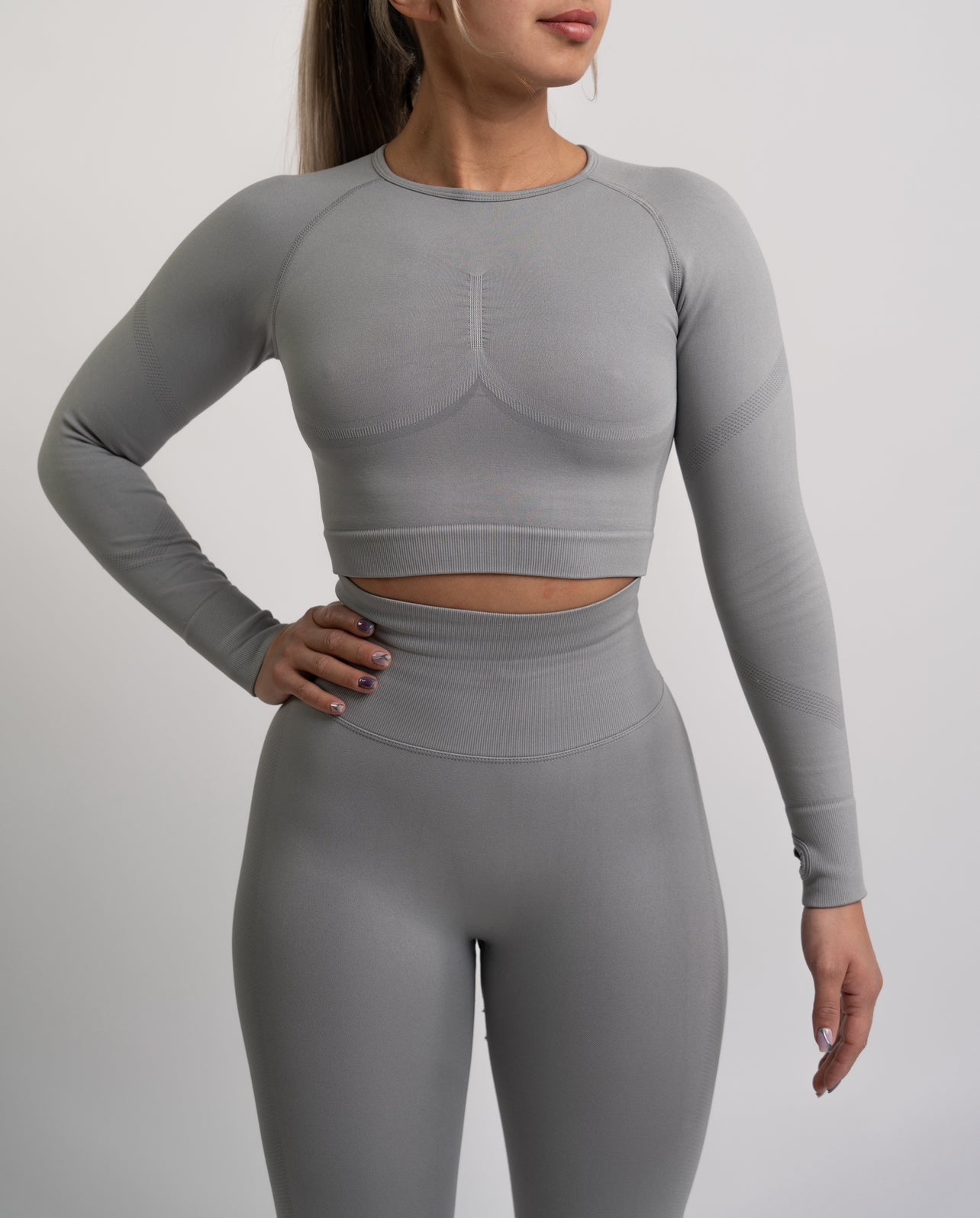 Contour Seamless Crop Long Sleeve Clay