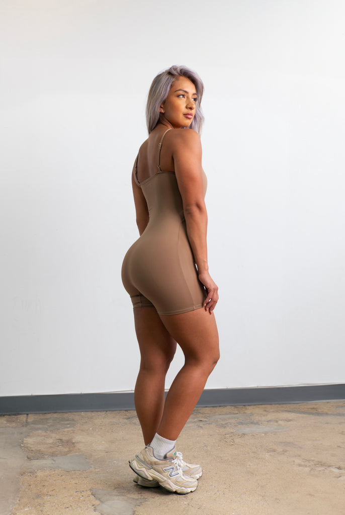 Serenity Mid Thigh Bodysuit Taupe