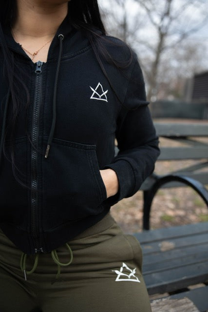 Crop Top Hoodie Black