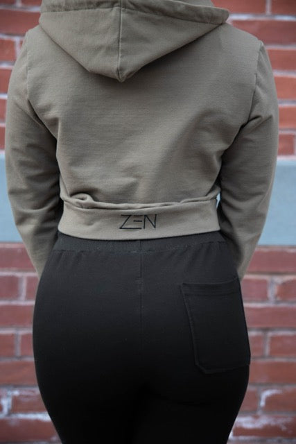 Crop Top Hoodie Forest Green